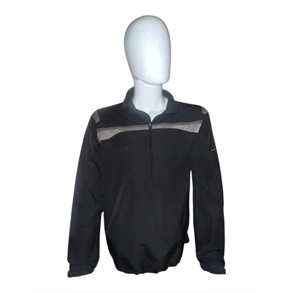 Nike Golf Men's Black 1/4 Zip Windbreaker Zippered Pockets Large EUC